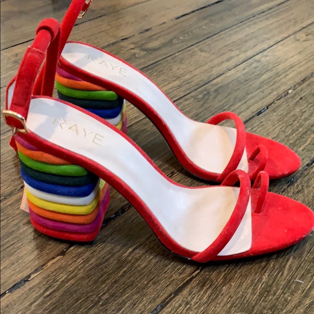 Chunky heel sandals in rainbow hues 7.5 never worn